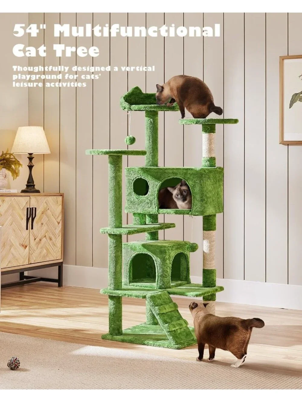 New 54in Cat Tree Tower Condo Furniture Scratch Post for Kittens Pet - Green